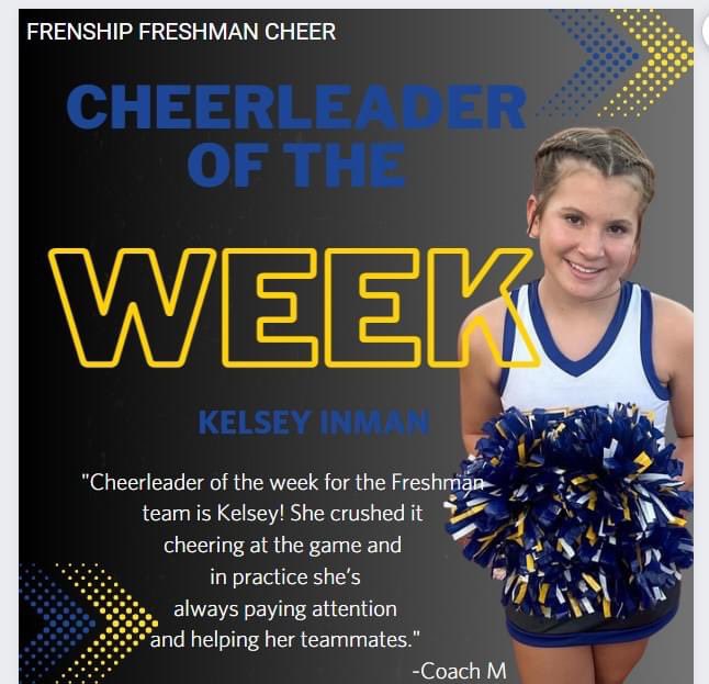 FrenshipHSCheer's tweet photo. CONGRATS TO OUR CHEERLEADERS OF THE WEEK!
Huge shoutout to
Varsity π£ Jeremiah
JV π£ Brinkley
Freshman π£ Kelsey
Way to set the tone for Week 1!
#FRFFTPFTS #WeAreFrenship #ShipCheer2023 #FHSCheerleaderOfTheWeek1 https://t.co/UKI0E9Ig1B