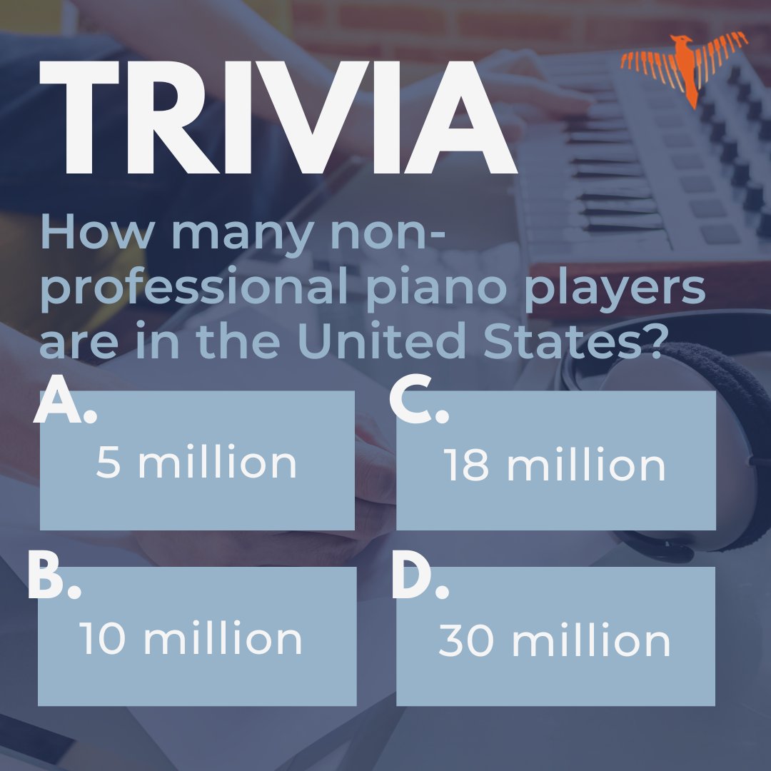 _AscendMusic's tweet photo. Here’s a #trivia question for all the #piano players out there! How many non-professional #pianoplayers are in the U.S.? Tell us your guesses below! https://t.co/I0X1egADsb