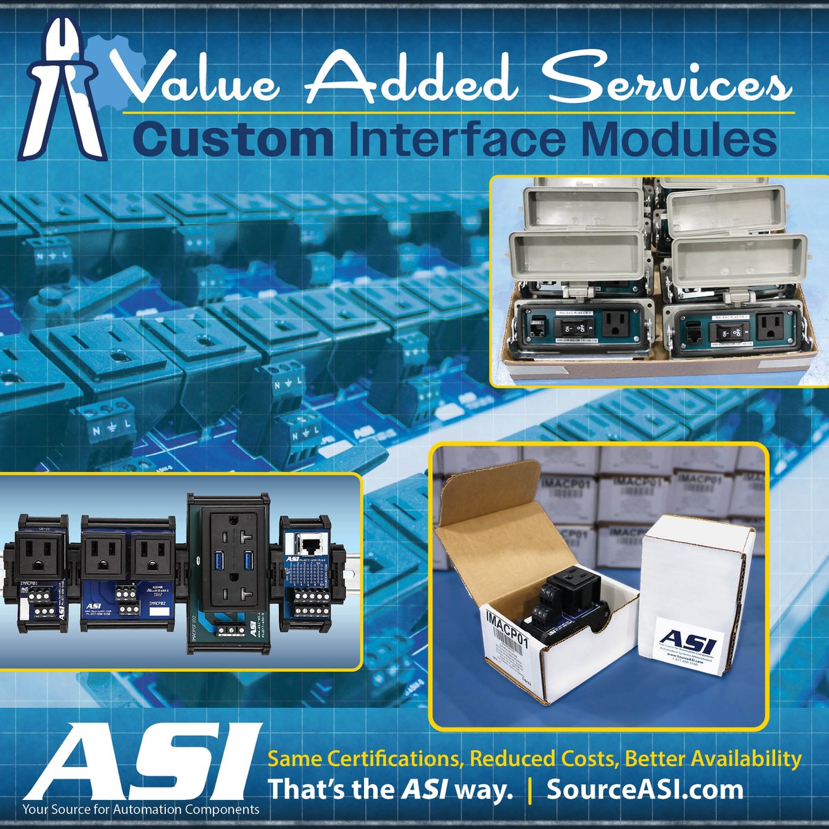 asiez's tweet image. ASI Value Added Services: Custom Interface Modules
We offer a quick design and manufacturing capabilities to produce Custom Interface Modules. Contact our Team -1-877-650-5160 or SourceASI.com
#valueaddedservices #interfacemodules #controlsystems #automation #SourceASI