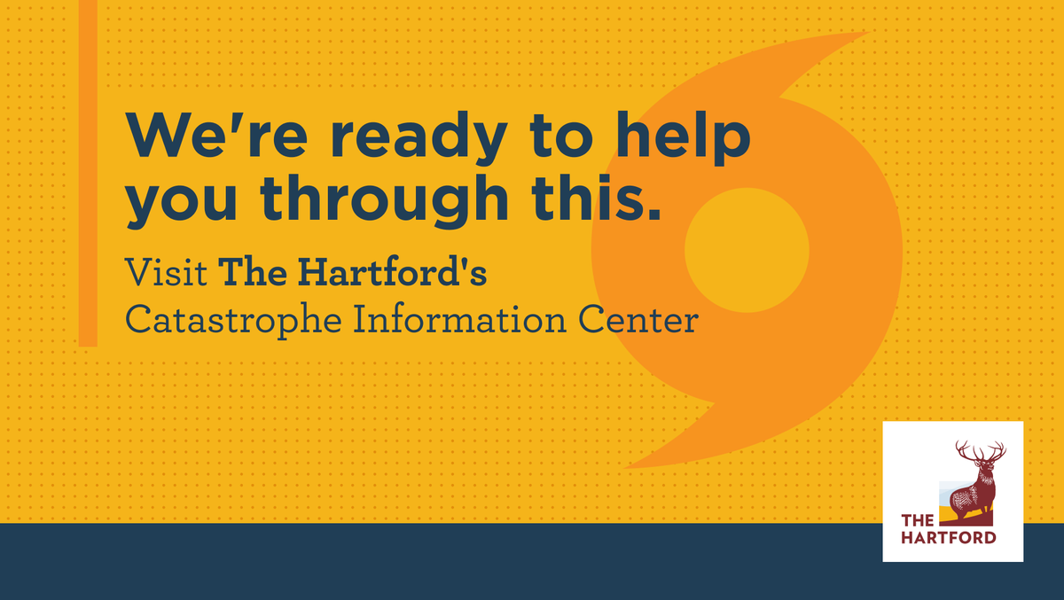heretohelp's tweet photo. Need to submit a claim related to Hurricane Idalia? The Hartford is #heretohelp. Please visit our Catastrophe Information Center today. https://t.co/vw4uNCZa7C https://t.co/NJ6ciYGS0G