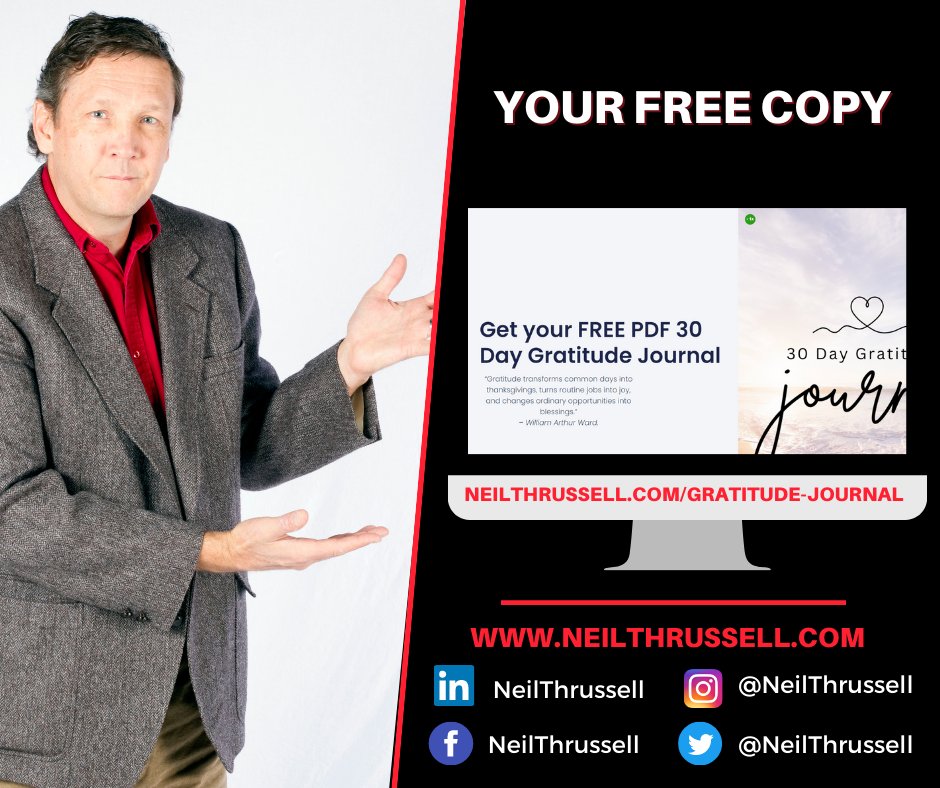 Get your FREE copy of '30 Day Gratitude Journal'

https//neilthrussell.com/gratitude-journal

#neilthrussell #gratitude-journal