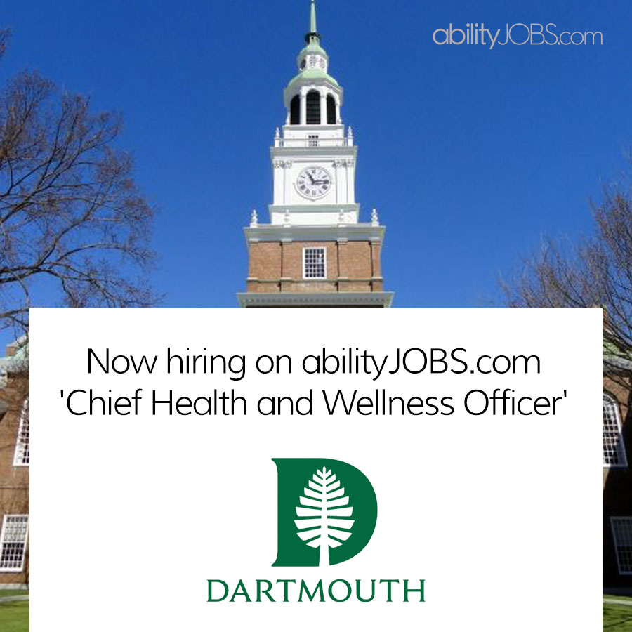 Join the team at @Dartmouth College and make a meaningful impact! 💼 Now hiring a 'Chief Health and Wellness Officer' and more through @abilityJOBS. Embrace diversity and drive success with us. Apply now: ability.fyi/dartmouth #disabilityinclusion #DEIA #HIRINGNOW