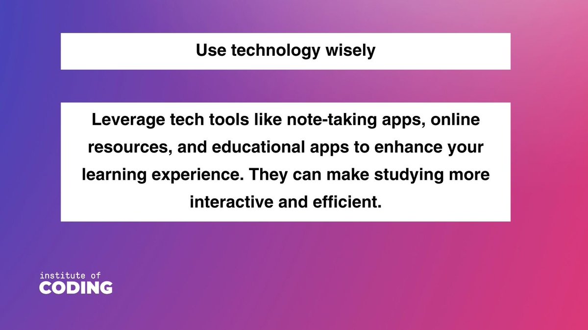 IoCoding's tweet image. Here are 3 study tips to help you study smarter, not harder:
🕙 Organise your time
📝 Active learning
💻 Use technology wisely

What are your tips?

#BackToSchool #StudySmart #NewAcademicYear