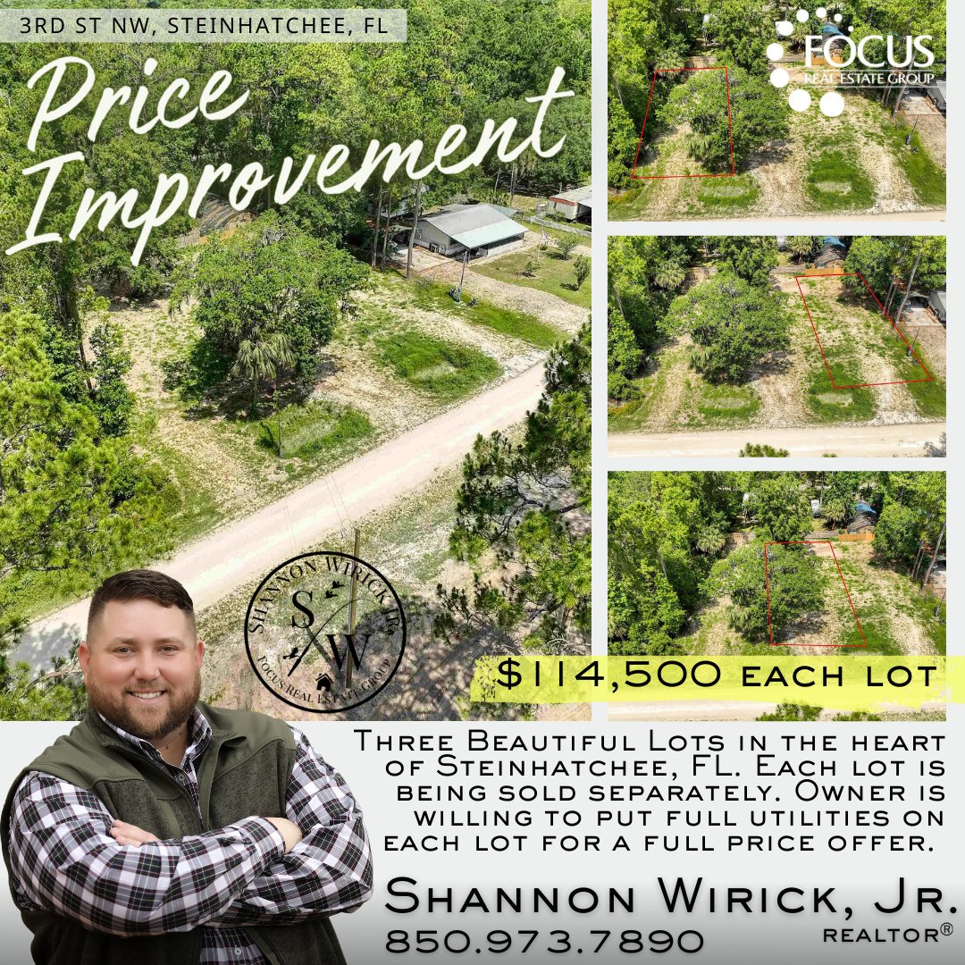 Three Beautiful Lots in the heart of Steinhatchee, FL. Each lot is being sold separately. Call Shannon for more information! 

Shannon Wirick, Realtor 
📲850.973.7890

#steinhatchee #florida #camper #beach #focusrealestategroup #fishflorida #850 #landforsale