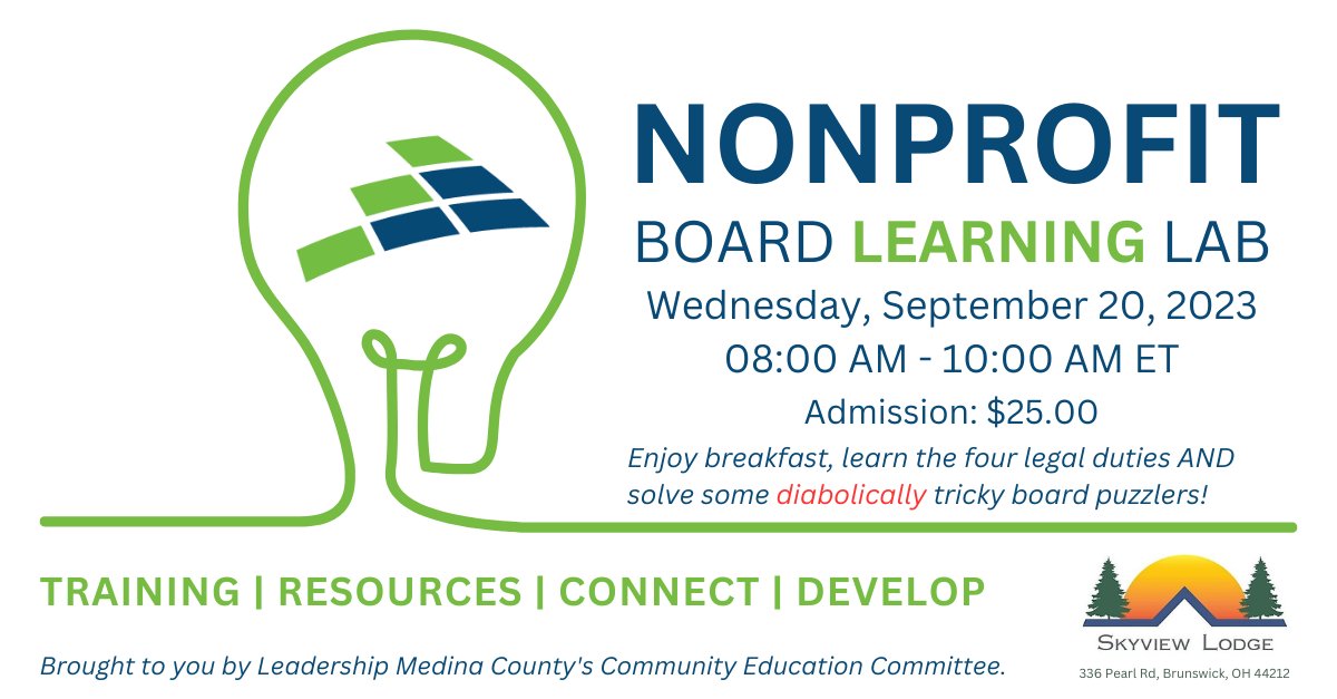 LeadershipMC's tweet photo. Sign up for LMCs nonprofit board training session for both seasoned and new board members eager to deepen their understanding of their crucial roles and responsibilities.

Click here for event details and to register:  https://t.co/9RseV2Fwus
#leadershipmedinacounty https://t.co/V82JgsSEWI
