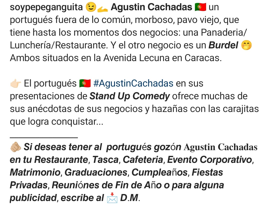 pepeganguita's tweet photo. El 🇵🇹 𝗹𝘂𝘀𝗶𝘁𝗮𝗻𝗼 𝗽𝗮𝗻𝗮𝗱𝗲𝗿𝗼🥖 𝘆 𝗴𝗼𝘇ó𝗻 🤙🏻 #AgustinCachadas no es verdurero...
🧱 🎤 𝙎𝙩𝙖𝙣𝙙 𝙐𝙥 𝘾𝙤𝙢𝙚𝙙𝙮
#Pepeganguita #ElHipicoDeLaComedia #Panaderia #Burdel #Chistes #Humor #Comedia  #ChicasPrepago #Prostibulo
📊 Conmoción CapillaArdiente Miguel Cabrera https://t.co/AtcarGW1r6