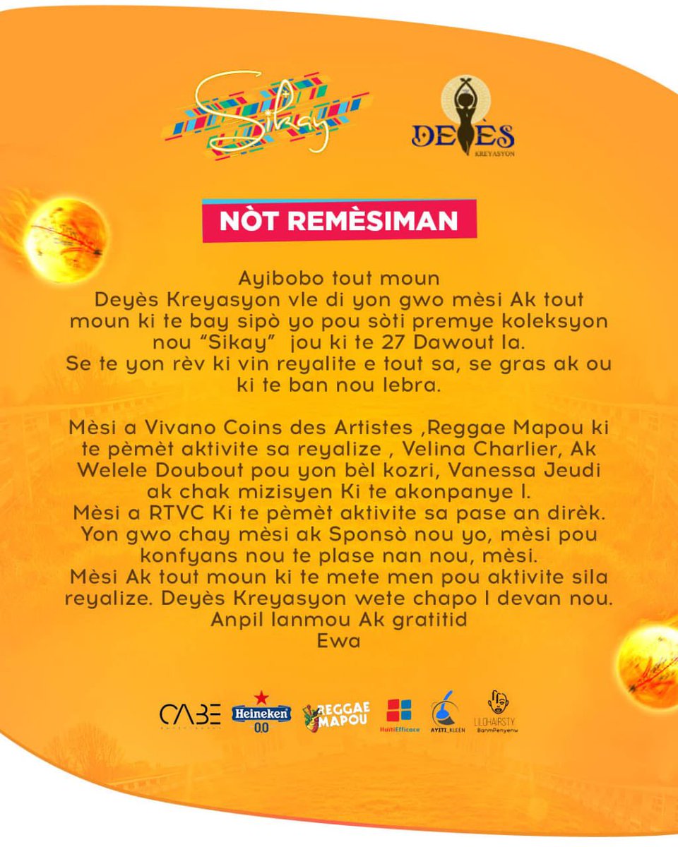 DeyesKreyasyon's tweet photo. Yon chay gratitid pou ou ki te sipòte nou 💙💛🙏🏾
Kontinye swiv nou sou tout rezo yo pou plis enfòmasyon sou pwodwi nou yo, plase kòmann Sikay nou pou n rete konekte 🙌🏾
.
.
.
#DeyesKreyasyon #Sikay #Kalbas #Kwi #Atizay https://t.co/2tnEgzzKyr