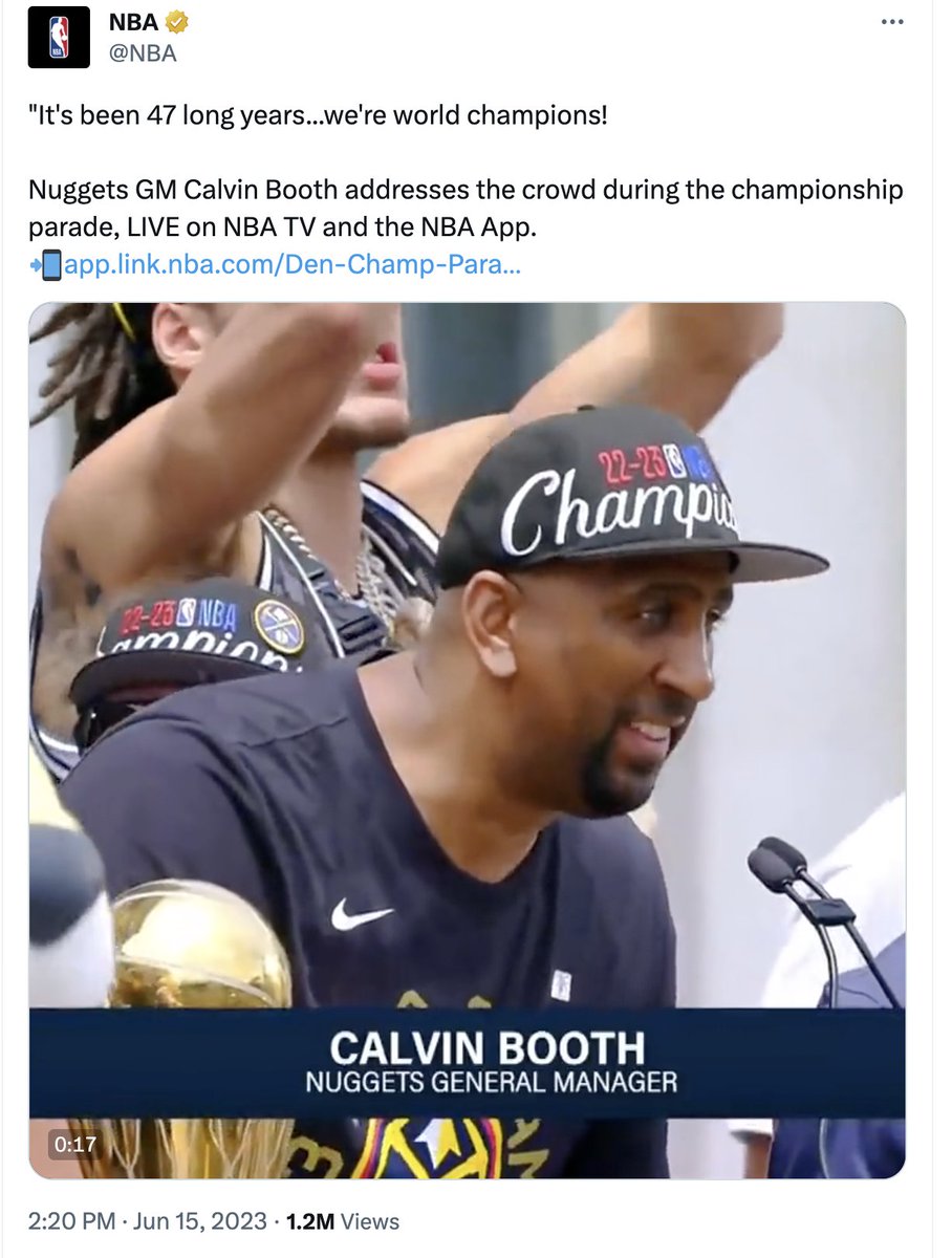 rorynyc's tweet photo. @LegendOfWinning The NBA does not refer to their Champs as "World Champions"? Hmmm maybe someone should tell them that because a cursory search of the NBA feed shows that is not true as recently as 2023😂 https://t.co/Vwe56Fvlnk