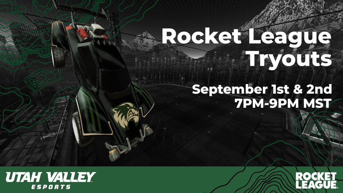 uvuesports's tweet photo. UVU Rocket League is hosting tryouts for it's 4 competitive teams on Friday and Saturday, September 1st and 2nd, from 7-9 pm MST. If you're interested in trying out join our discord server: https://t.co/WlaqSzU2Fh. Let's go Wolverines! https://t.co/6YDcJylq7y