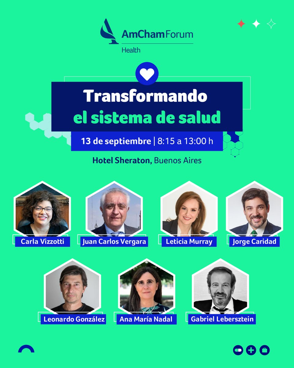 AmChamArgentina's tweet photo. No te pierdas el #AmChamHealthForum ⚕

Junto a @carlavizzotti (@msalnacion), Leticia Murray (@AstraZeneca), Jorge Caridad (@JanssenGlobal), @AnaMariaNadal2 (@MendozaGobierno), @JuanVergaralr (@Minsaludlrj), Leonardo Gonzalez (Hosp. Ramos Mejía) y Gabriel Lebersztein (OSECAC) conversaremos sobre cómo construir un sistema de salud integrado con innovación, equidad y de calidad.

📲 Conocé la agenda completa: https://t.co/Bb5vxMbaYW 

🗓️ 13 de septiembre
