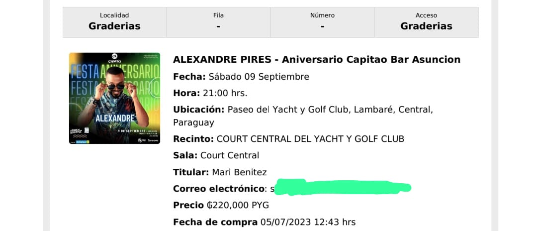 Vendo entrada para Alexandre Pires..