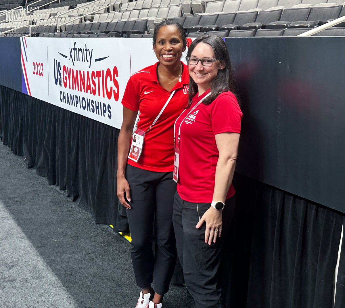 A fun weekend for @FaustinMarcia at the U.S. Gymnastics Championships! @Chancellor_May and department chair Dr. Craig McDonald also came out to watch some outstanding athletes!