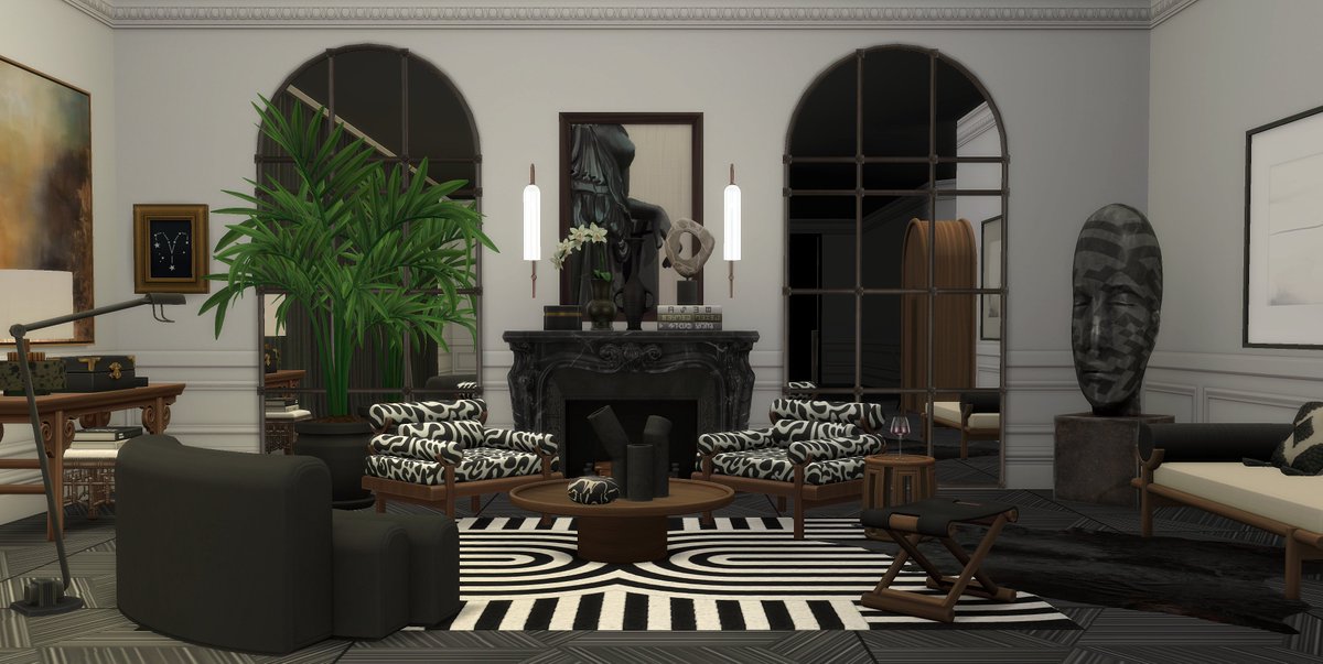 pickledtiara's tweet photo. Inspired by a real-life interior, thought this would be perfect for Diego Lobo. I feel he would not only have great artwork and sculptures but his furniture would be pieces of art too. #TheSims4 #ShowUsYourBuilds https://t.co/PcKDOTwpxQ