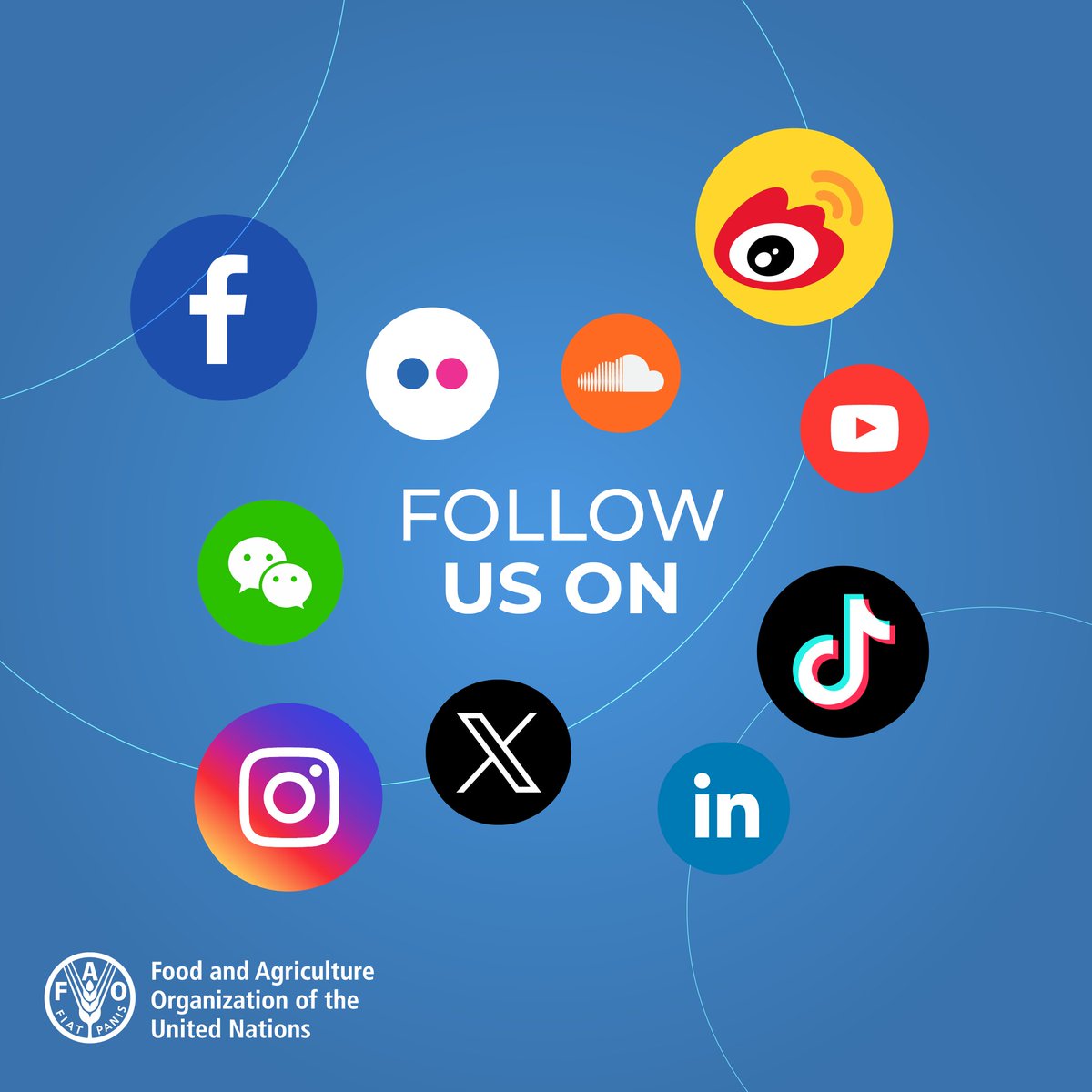 Latest on food & agriculture from @FAO 👇 🔹Facebook - facebook.com/UNFAO 🔹Instagram - instagram.com/fao 🔹LinkedIn - linkedin.com/company/fao 🔹TikTok - tiktok.com/@fao 🔹WeChat - UNFAO 🔹Weibo - weibo.com/unfao 🔹X - twitter.com/i/lists/175697…