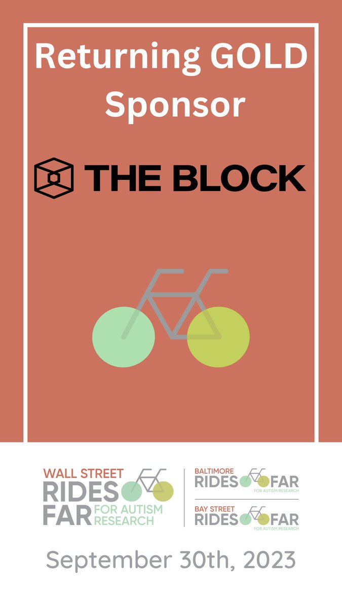 Welcome back @TheBlock__ to #RidesFAR! The Block’s mission is built around seeing digital assets as a ubiquitous part of the future. Their investment in the @AutismScienceFd perfectly aligns with their innovative spirit, as #ASF works to innovate autism research.