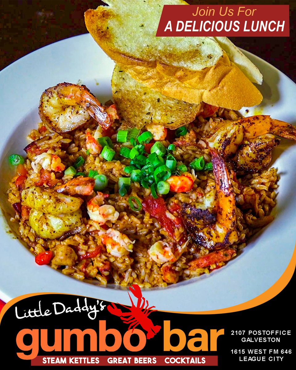 Whether you are having a good day or a bad one, Jambalaya from Little Daddy’s can make it better! Join us or have it delivered!

Delivery: bit.ly/3Qx1iQt
Directions: bit.ly/3micabm
Patio Seating Available
