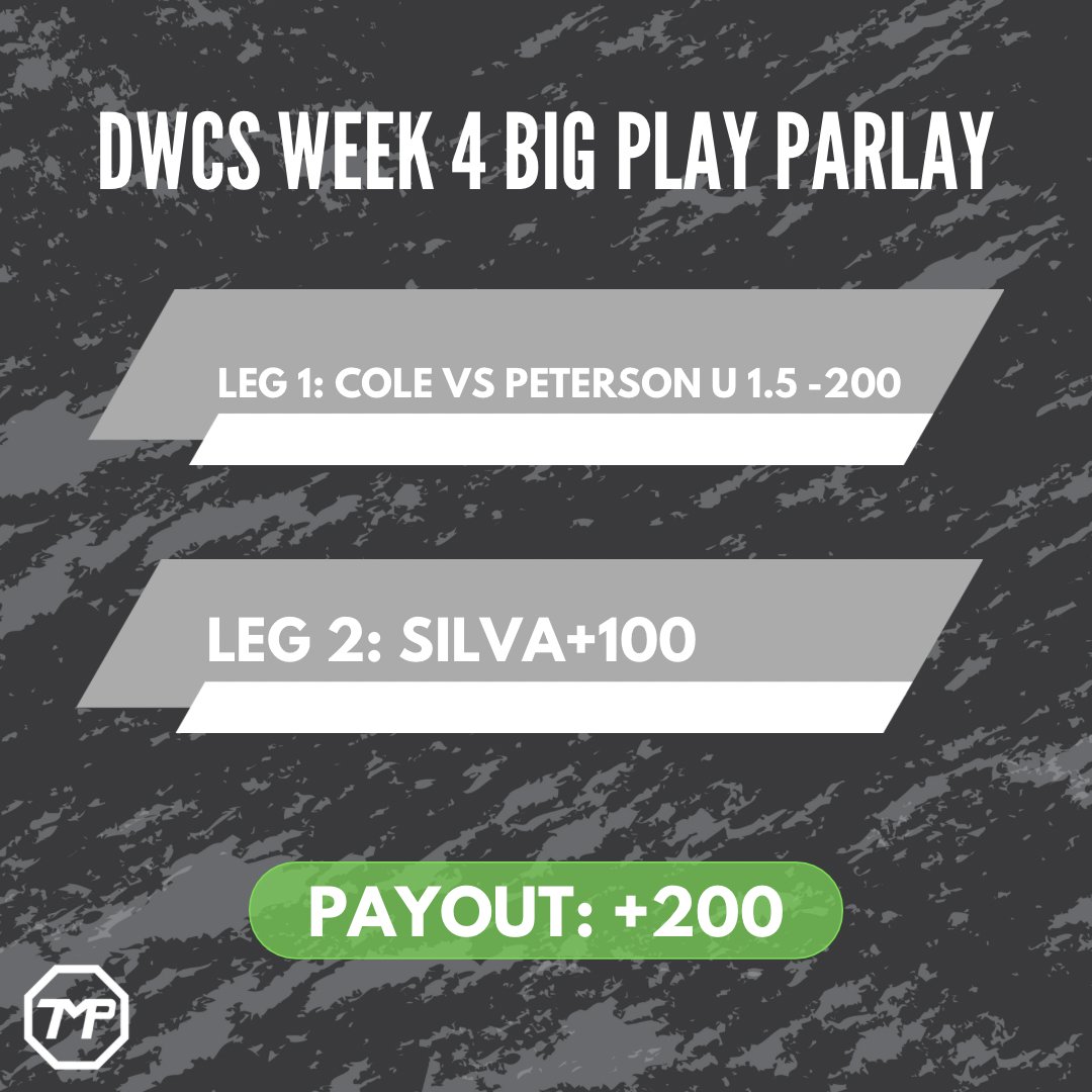 DWCS WEEK 4 BIG PLAY PARLAY:

#ufc #dwcs #mma #sports #sportsbetting #sportsbettingadvice #sportsbettingtips #mmabetting #mmanews #gambling #bets #bigplayparlay #danawhite