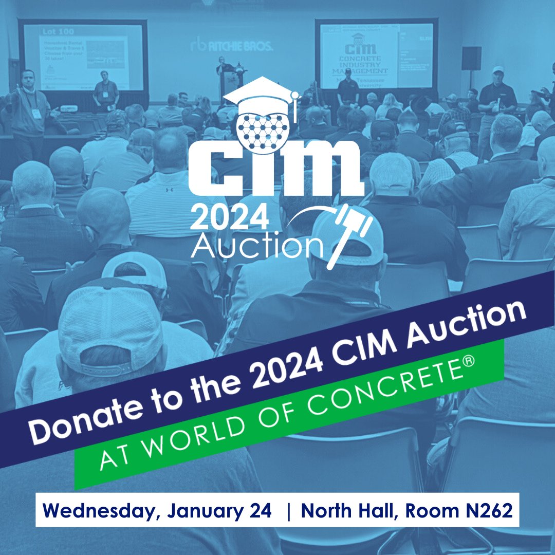 CIM (@concretedegree) on Twitter photo Make a real difference in our industry by donating to our annual fundraising auction <a href="/WorldofConcrete/">World of Concrete</a>! Together, we can support & develop the next generation of leaders in the concrete industry. tinyurl.com/3fh7zh7e
#concretedegree #2024CIMAuction #WOC2024
7m Make a real difference in our industry by donating to our annual fundraising auction <a href="/WorldofConcrete/">World of Concrete</a>! Together, we can support & develop the next generation of leaders in the concrete industry. tinyurl.com/3fh7zh7e
#concretedegree #2024CIMAuction #WOC2024
7m