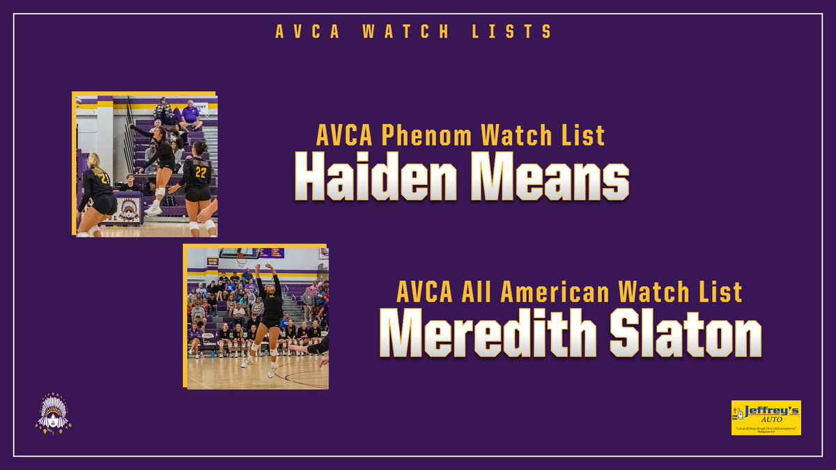 Congratulations to Haiden Means (AVCA Phenom Watch List) and Meredith Slaton (AVCA All American Watch List) for being recognized by AVCA!
