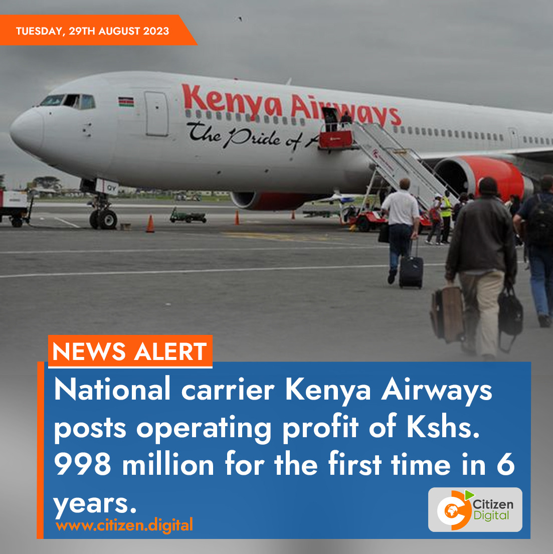 National carrier Kenya Airways posts operating profit of Kshs 998 million for the first time in 6 years