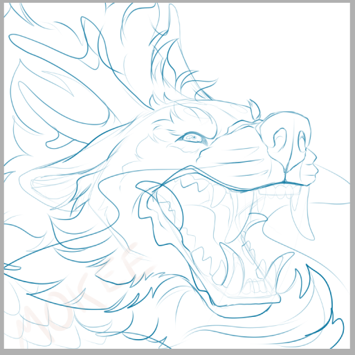 WildMokee's tweet image. Dragon portrait WIP! Not sure if I'm going to keep going with it, just felt like sketching something. 🐉