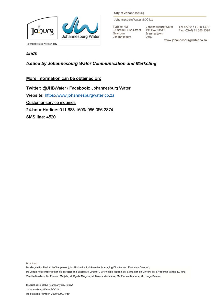 Johannesburg Water tweet media