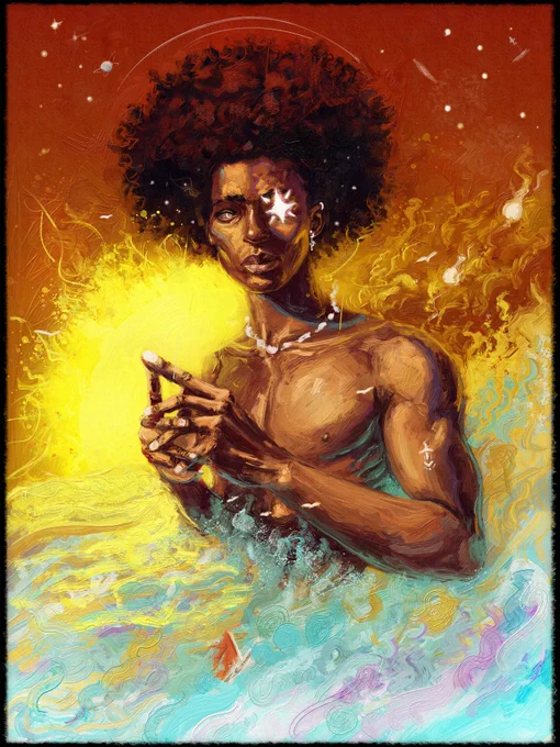 The Process of making Procyon from sketch to final painting.