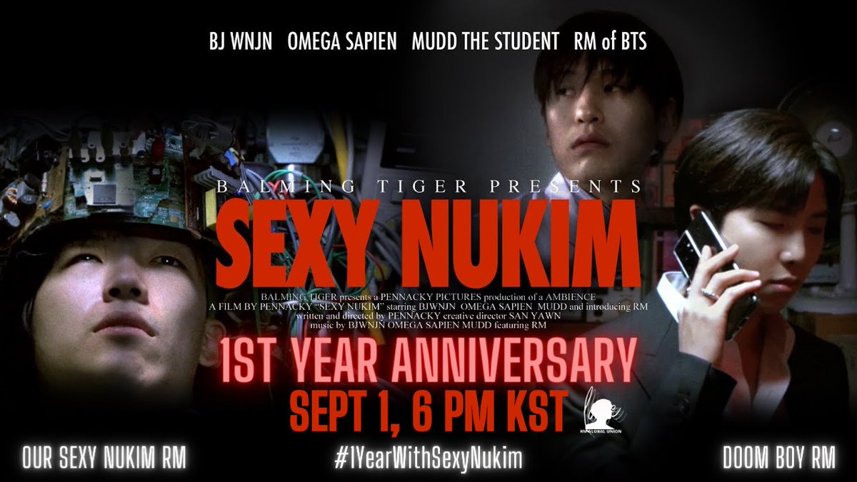 🚲 Sexy Nukim 1 Year Anni 🚲 Celebrate with us Namjoon's sexiest collab! 📆 Sept 1st 🕕 6 PM KST (time song was released) #️⃣ 1YearWithSexyNukim 🗝️ OUR/SEXY/NUKIM/RM DOOM/BOY/RM 📍@STATIONHEAD and buying party on iTunes! paypal.me/globalrmunion #방탄소년단RM #RM