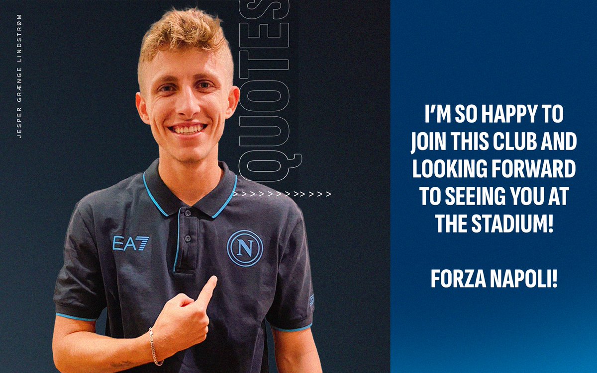 Official SSC Napoli (@sscnapoli) on Twitter photo Un nuovo talento in città…
💬 <a href="/jobbe2902/">Jesper Lindstrøm</a> “Sono felicissimo di essere al Napoli e non vedo l’ora di vedervi allo stadio.
Forza Napoli!”
💙 #anew3ra #FromNapoliToTheWorld Un nuovo talento in città…
💬 <a href="/jobbe2902/">Jesper Lindstrøm</a> “Sono felicissimo di essere al Napoli e non vedo l’ora di vedervi allo stadio.
Forza Napoli!”
💙 #anew3ra #FromNapoliToTheWorld