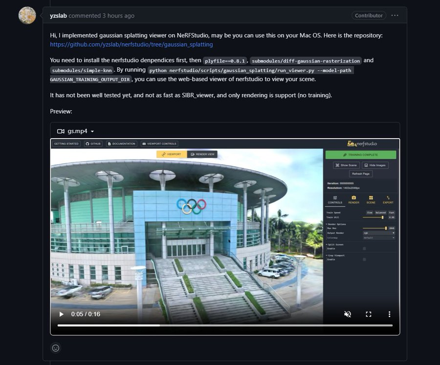 henrypearce4D's tweet photo. Gaussian splatting viewer running in nerfstudio now!

Custom camera paths just got way easier to render

https://t.co/QnnUbR3GZg

#GaussianSplatting #nerfstudio https://t.co/eZMVqDvPq0