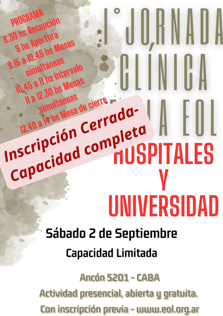 eol_amp's tweet photo. Primera Jornada Clínica en la EOL - Hospitales y Universidad - 
INSCRIPCIÓN CERRADA‼️ https://t.co/ZCNwGGUsh1