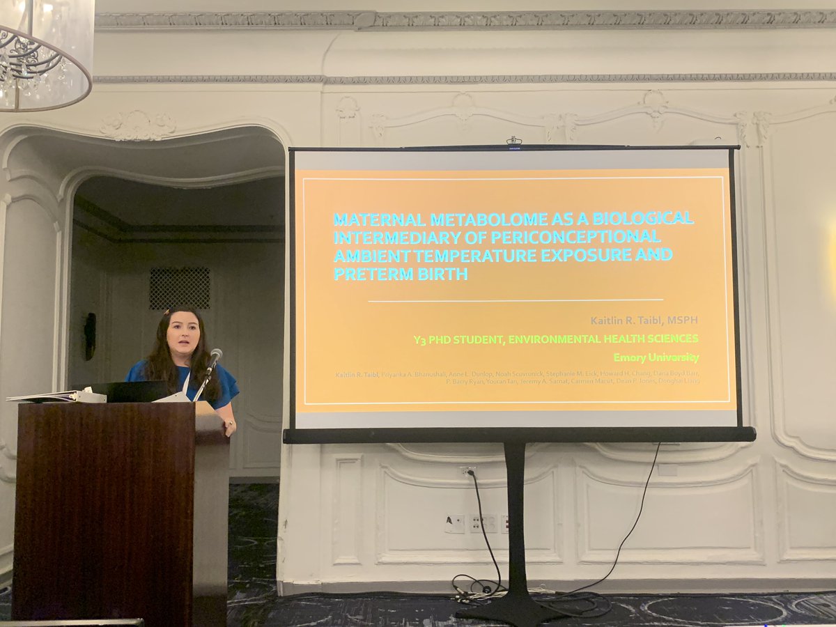 donghai_liang's tweet photo. Fantastic #ISES2023 presentation from @EmoryRollins @laneygradschool PhD student @KaitTaibl on the first #MWAS study on the impact of #HeatExposure on #PretermBirth. Via #metabolomics, we explored potential effects and mechanisms linking #climatechange & #MaternalAndChildHealth https://t.co/6yedTvlPE2