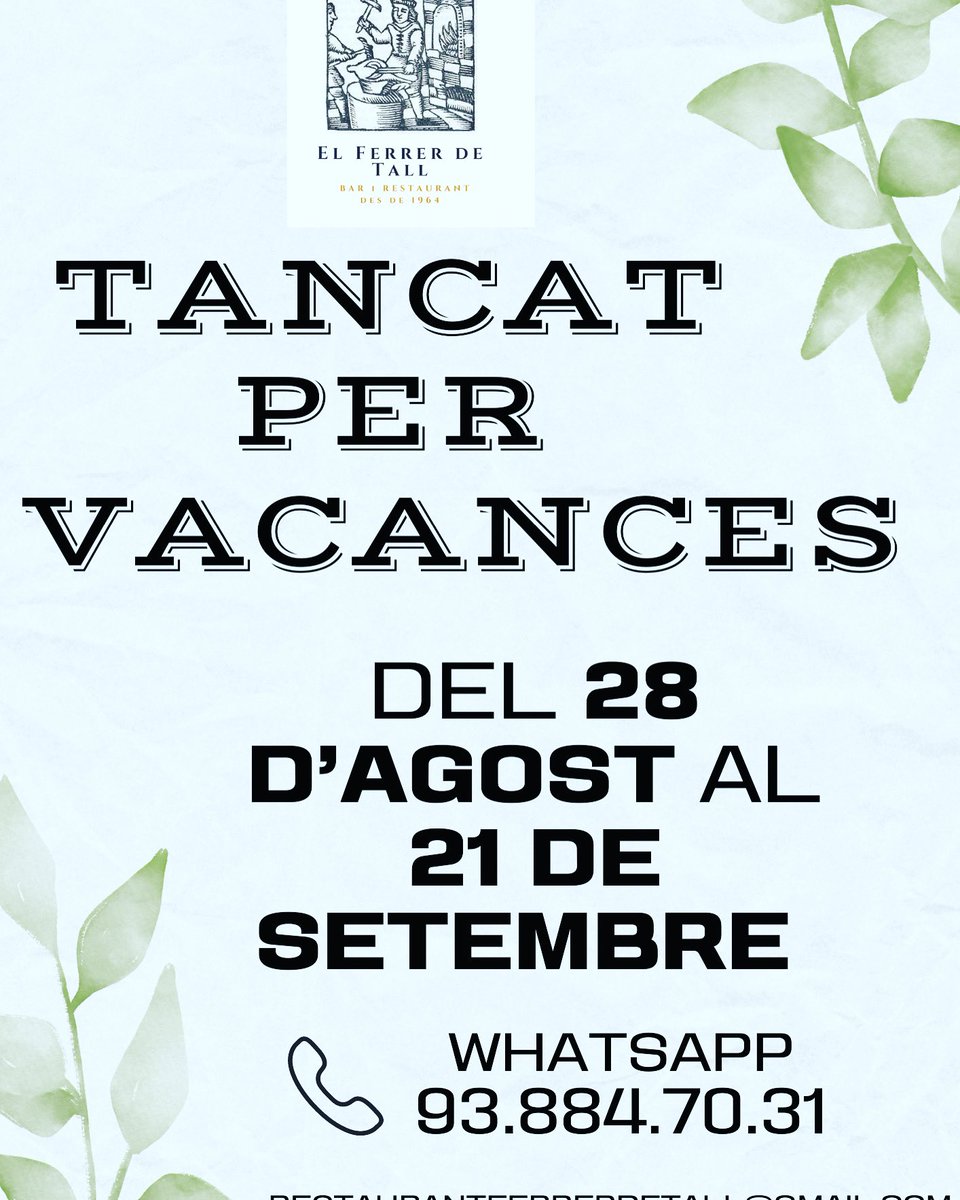 Marxem de vacances! Ens veiem el 22! Gràcies!