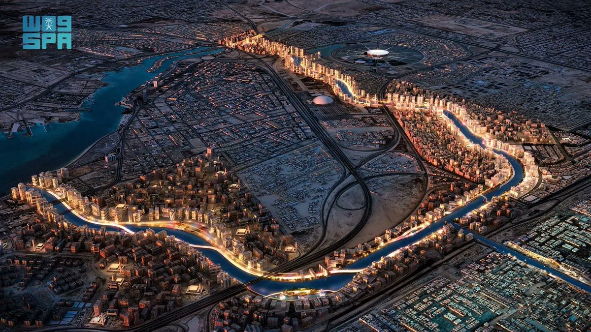 alekhbariyaEN's tweet photo. #ROSHN, a Public Investment Fund (@PIF_en) giga-project, launched the #MARAFY project in #Jeddah, which will accommodate more than 130,000 people and feature an 11-kilometer-long water canal.

#PIF
#SaudiVision2030
#EKHNews_EN https://t.co/J3Ez5h6Nnz