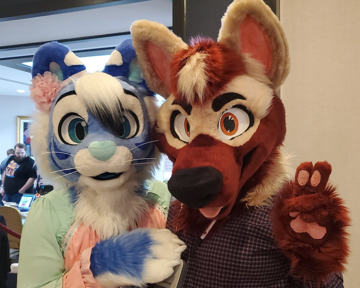 RyanTheMalamute's tweet photo. One of my favorite photos from @IndyFurCon with my friend @HijinksHyena and @breadofox behind the camera. The company of friends is the best medicine. ❤️ https://t.co/5ibKp29B20