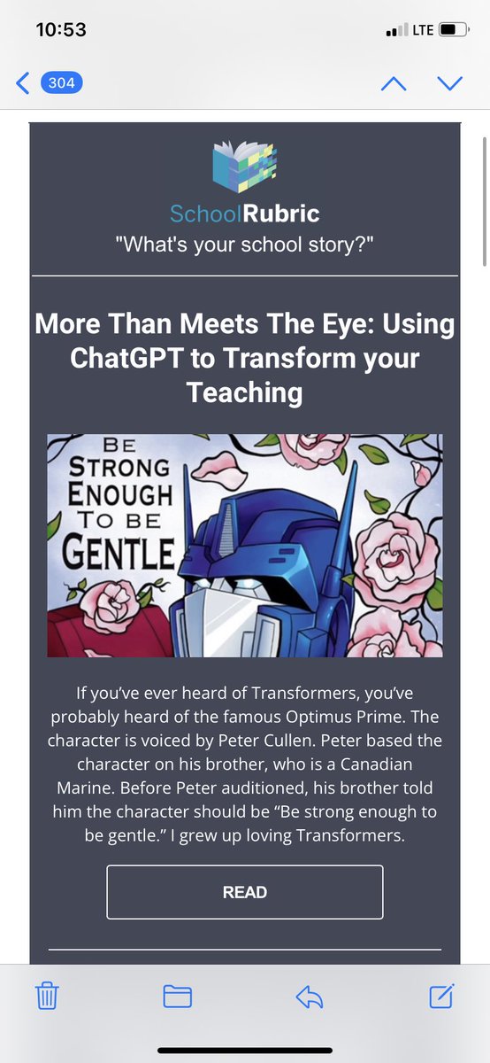 Thank you @schoolrubric for publishing my most recent article: More Than Meets The Eye: Using ChatGPT to Transform your Teaching

#PhysEd #transformers #teachersoftwitter #TEACHers 

➡️ schoolrubric.org/more-than-meet…