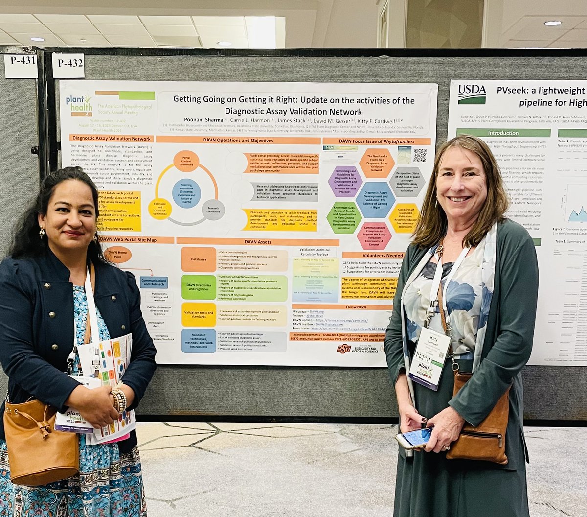 the_davn's tweet photo. Thank you to everyone who joined us for our poster presentation at #PlantHealth2023! If you’re interested in joining DAVN or learning more about it, reach out and subscribe to hear from us at https://t.co/PG6ADwRaYU. #plantdisease #diagnostics #davn #diagnosticassayvalidation https://t.co/APpUFQWJWr