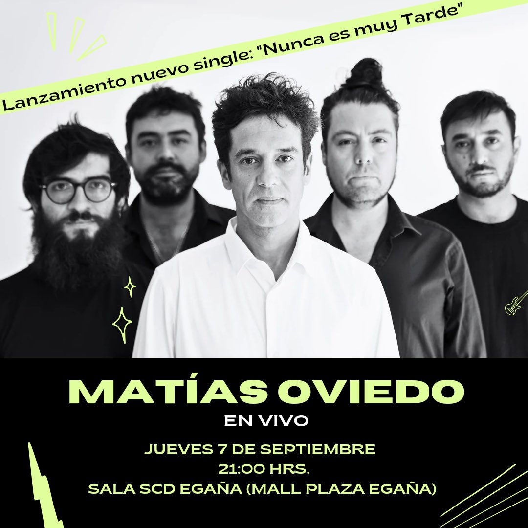 El jueves 7 de Septiembre en vivo en sala SCD Egaña. Música nueva y clásicos de todos los tiempos 21:00 Le espero