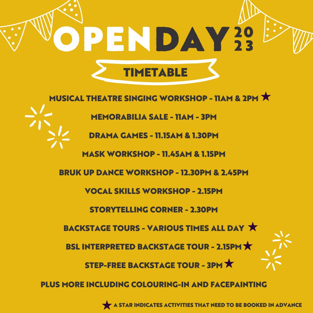 Only four days to go until our Open Day! 🥳

Join us this Saturday for heaps of fun activities for all the family to join in with - from backstage tour to dance workshops.

See our schedule and book onto activities here: bit.ly/NP-OpenDay23