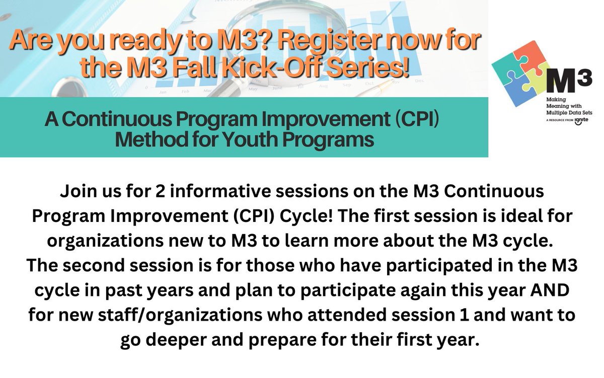 IgniteMN's tweet image. 4 more info: igniteafterschool.org/events
Kick off session 1: September 27th, 2023 
11:00am-12:00pm
Register: t.ly/oTp1m

Kick off session 2: Oct 6th, 2023
11:00am-12:00pm
Register: t.ly/13eKi

 #M3CPI #ProgramImprovement #YoungPeople #AfterschoolPrograms🌟