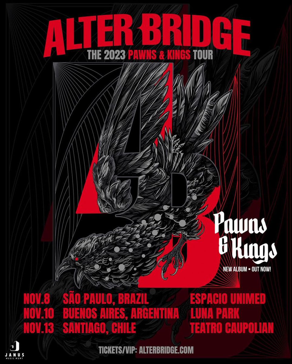 Let’s Gooooo! Artist pre-sale starts tomorrow at 11am with the code: PAWNS General on sale is Thursday at 10am. VIP experiences are on sale now at AlterBridge.com #AlterBridge