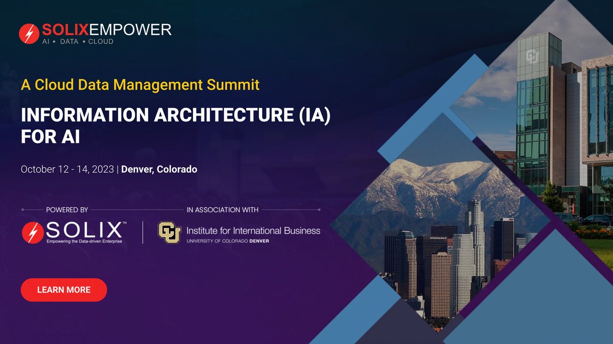 solixbigdata's tweet photo. ๐ฃ Exciting News Alert! ๐ Join us at the upcoming Solix EMPOWER Denver 2023 event! ๐ Register now for this full-day experience in October. Don't miss out โ secure your spot today! ๐ https://t.co/tNRNI9rDxq
#SolixEMPOWERDenver #TechEvent2023 ๐ https://t.co/9hHrbAfZAN