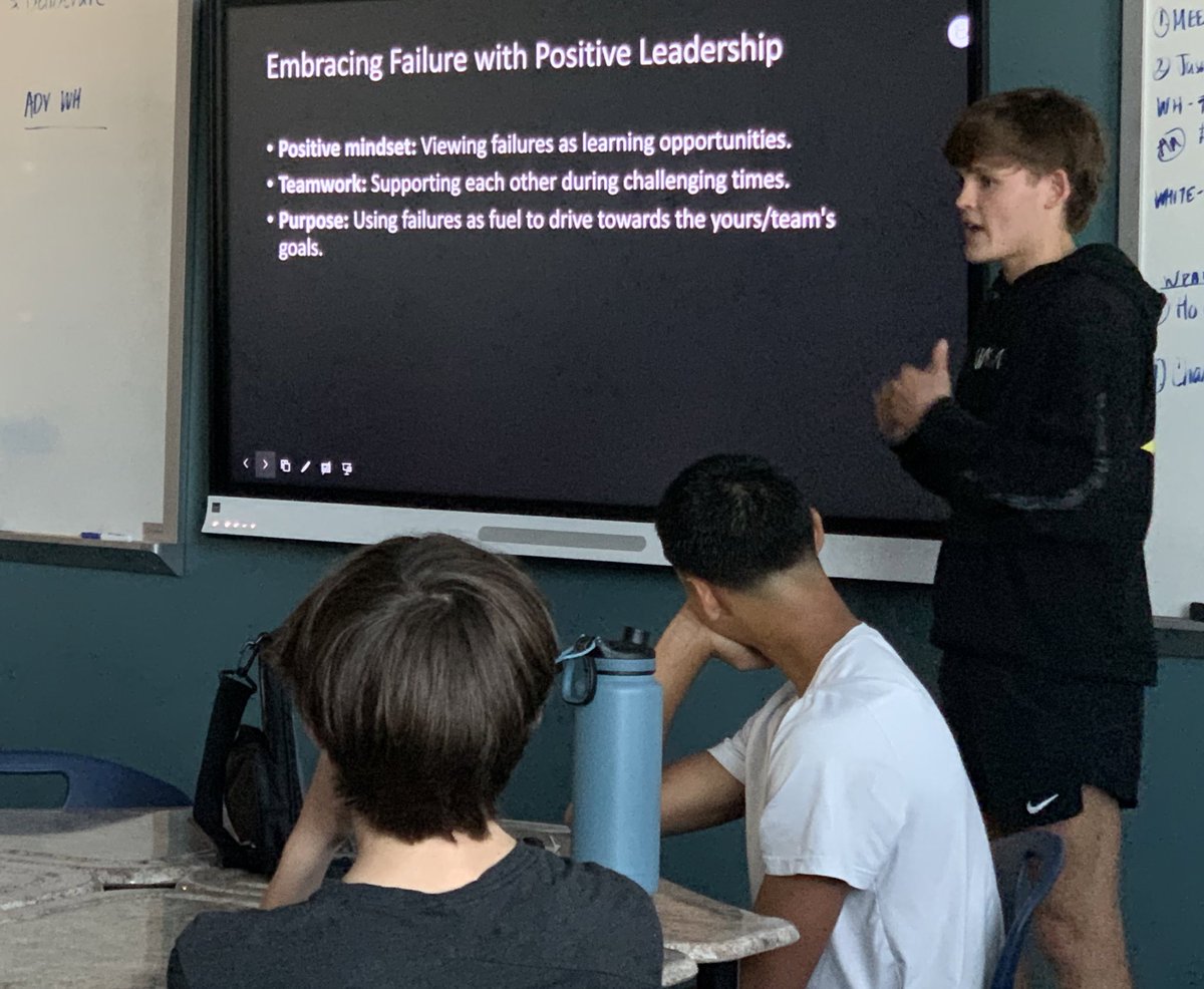 Each of our LCXC Captains read "The Power of Positive Leadership" this Summer. Each Captain will present 2 concepts that resonated w/ them.
Today Will Hext did an amazing job presenting: Embracing Failure.
The key phrase:
"Make Your Failures Fear Your Resilience." Well done Will!