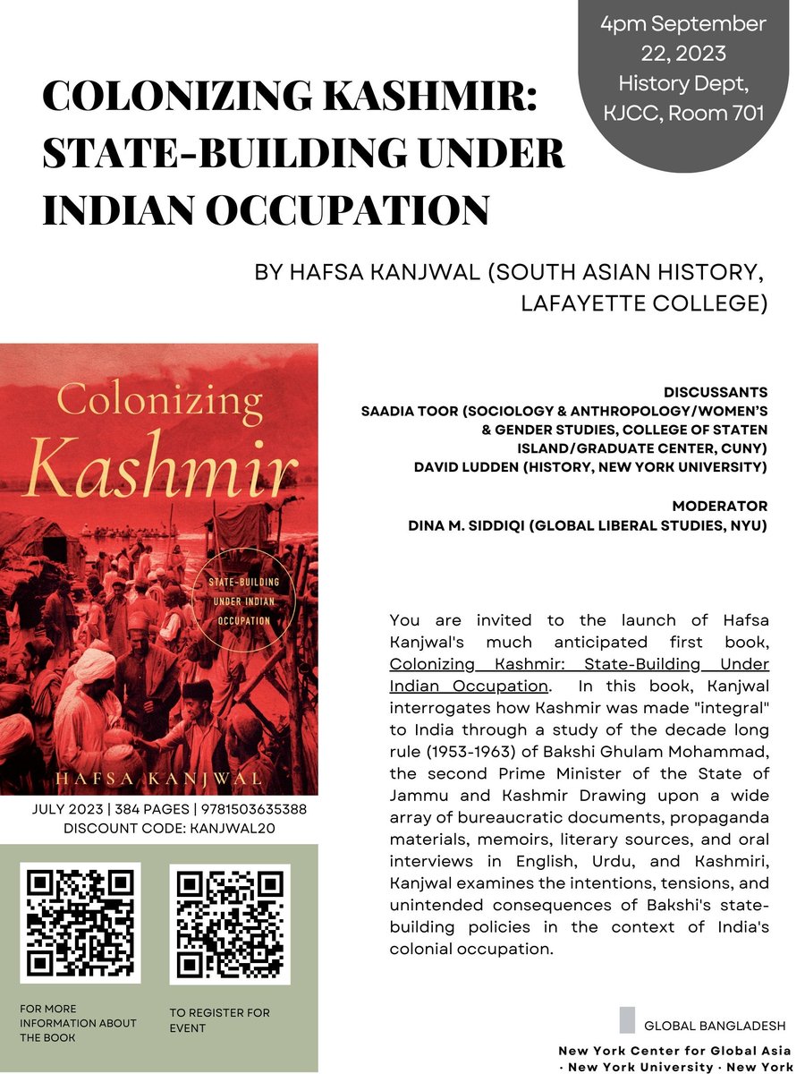 Join us at KJCC on September 22, 2023 at 4pm for Hafsa Kanjwal's book launch event! RSVP by scanning QR code.