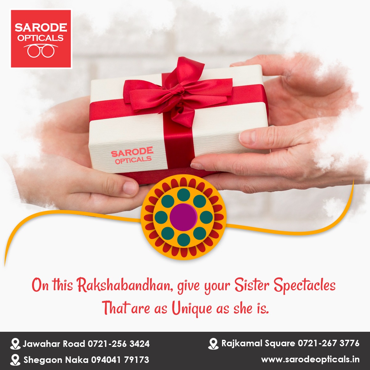 sarodeopticals's tweet photo. On this Raksha Bandhan, Gift your sister spectacles that are as unique as she is.

Sarode Optical store for letting us meet your expectations!

#sarodeopticals #sarode #optician #optics #opticals #amravati #importanceofeyeglasses #RakshaBandhan #rakshabandhangifts https://t.co/mtko5dQ4Rw