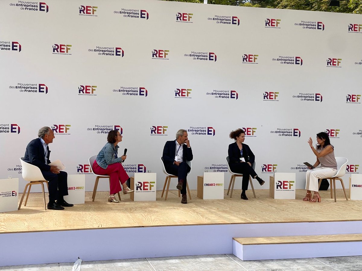 Merci @medef de m'avoir invitée à échanger sur les enjeux contemporains de l'engagement et à débattre sur ce qu'est une entreprise engagée avec @pascaldemurger @Guenaelle_Gault et Philippe Grodner, lors de la #REF2023 @ACSarfati @lemouvementasso