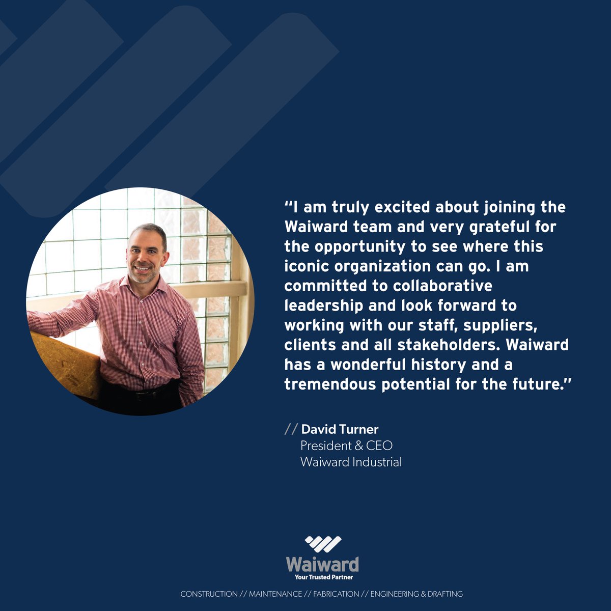 As Waiward continues to grow as an organization, we are excited to announce and welcome David Turner as the new President and Chief Executive Officer. To read more, click the link bit.ly/44uzFyb

#steelfabrication #industrialconstruction