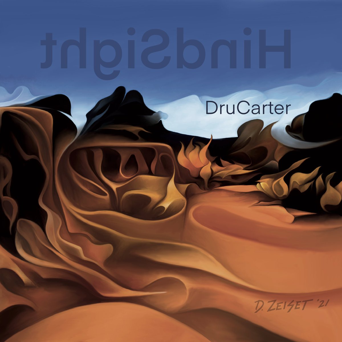 DavidZeiset's tweet photo. Very pleased to have my artwork on the cover of Dru Carter’s latest album’HindSight’ give it a listen! https://t.co/T2BxAzYURb