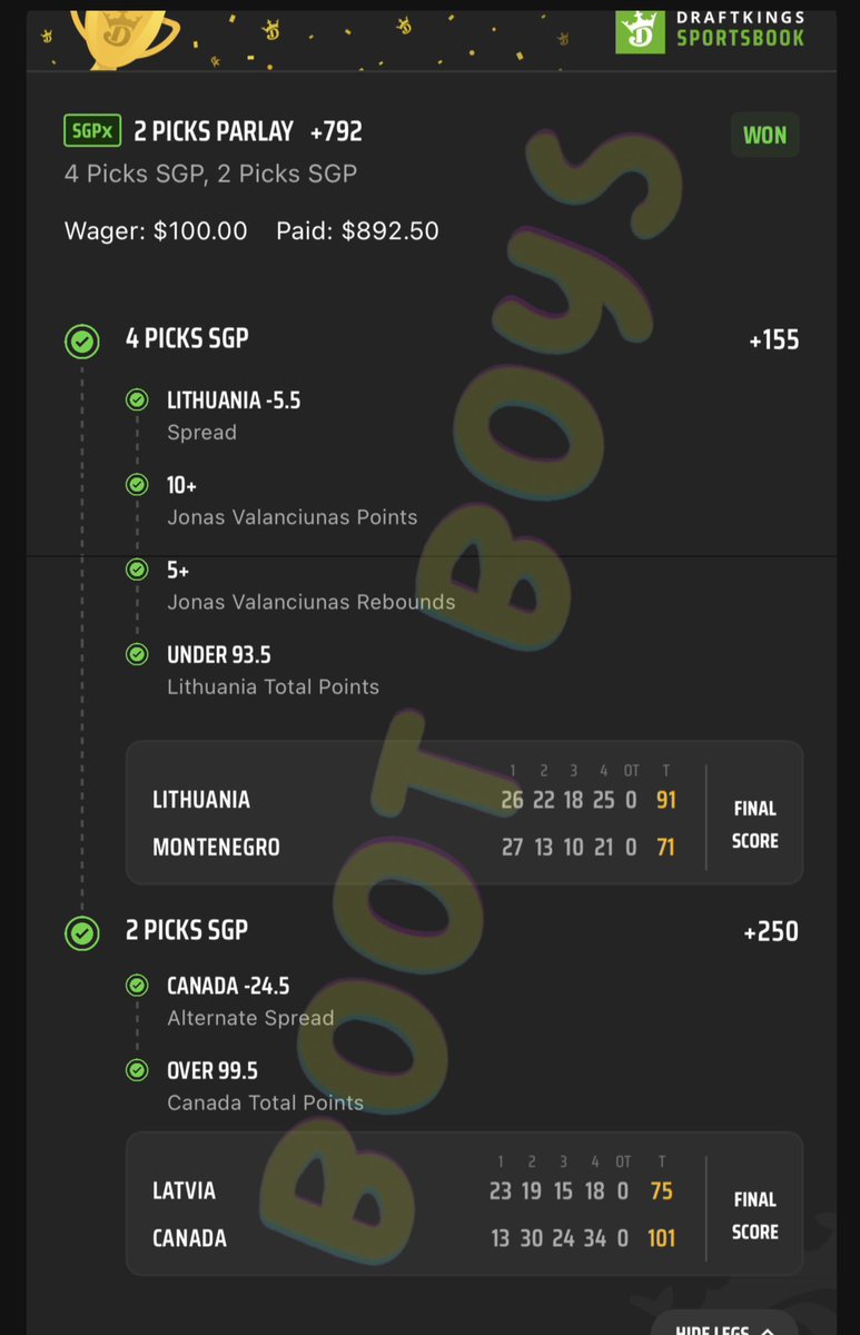 bootboyspicks's tweet image. 🚨Historical Day for the Boot Boys🚨

Yesterday was likely one of the best days in our years of betting. Check out our combo of FIBA + MLB parlays and straights
⬇️⬇️
+4464✅
+4334✅
+953✅
+792✅

With football season around the corner and NBA not far behind, stay tuned📈📈…