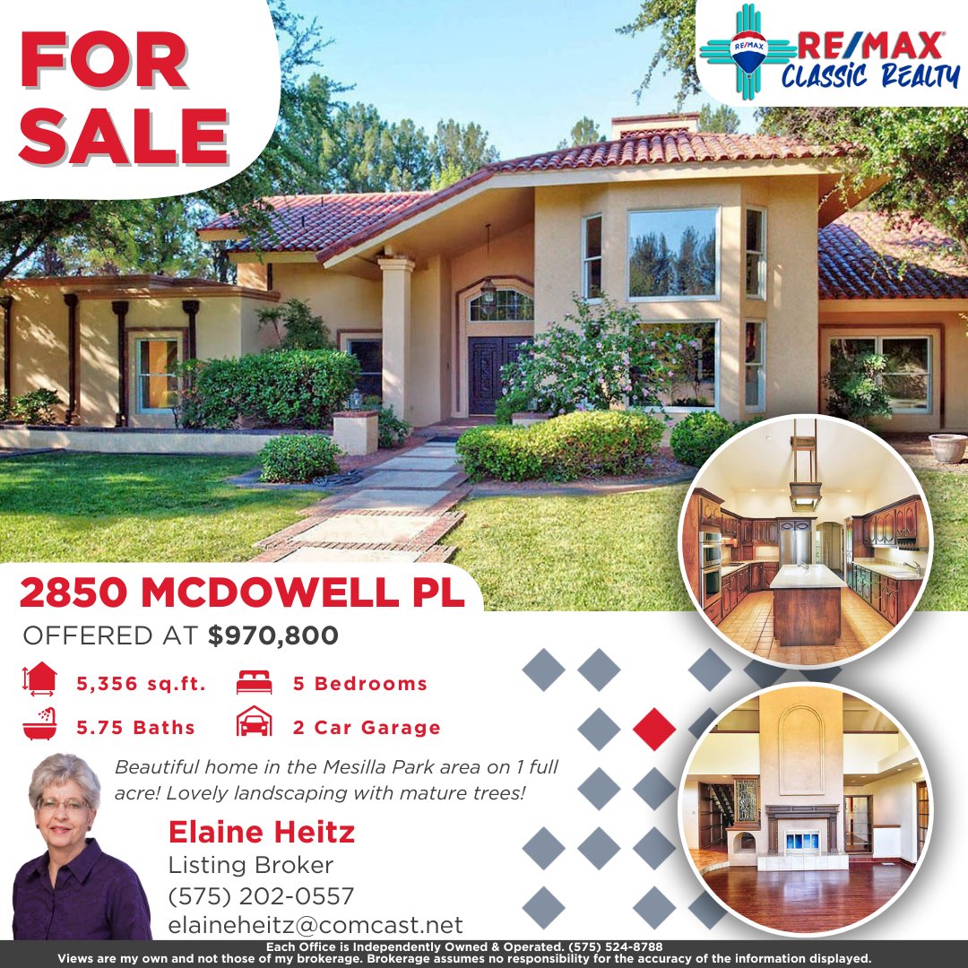 lascrucesremax's tweet photo. ❤🌳 Beautiful home in Mesilla Park! 🌳❤
📍2850 McDowell Place

Listed by Elaine Heitz (575) 202-0557
RE/MAX Classic Realty (575) 524-8788
#homesearch #lascrucesnm #mesillapark #remaxclassicrealty #remaxgreatagents #remaxhustle #beautifulhome #houseforsale #newmexicorealestate https://t.co/rRbC8c5IqT